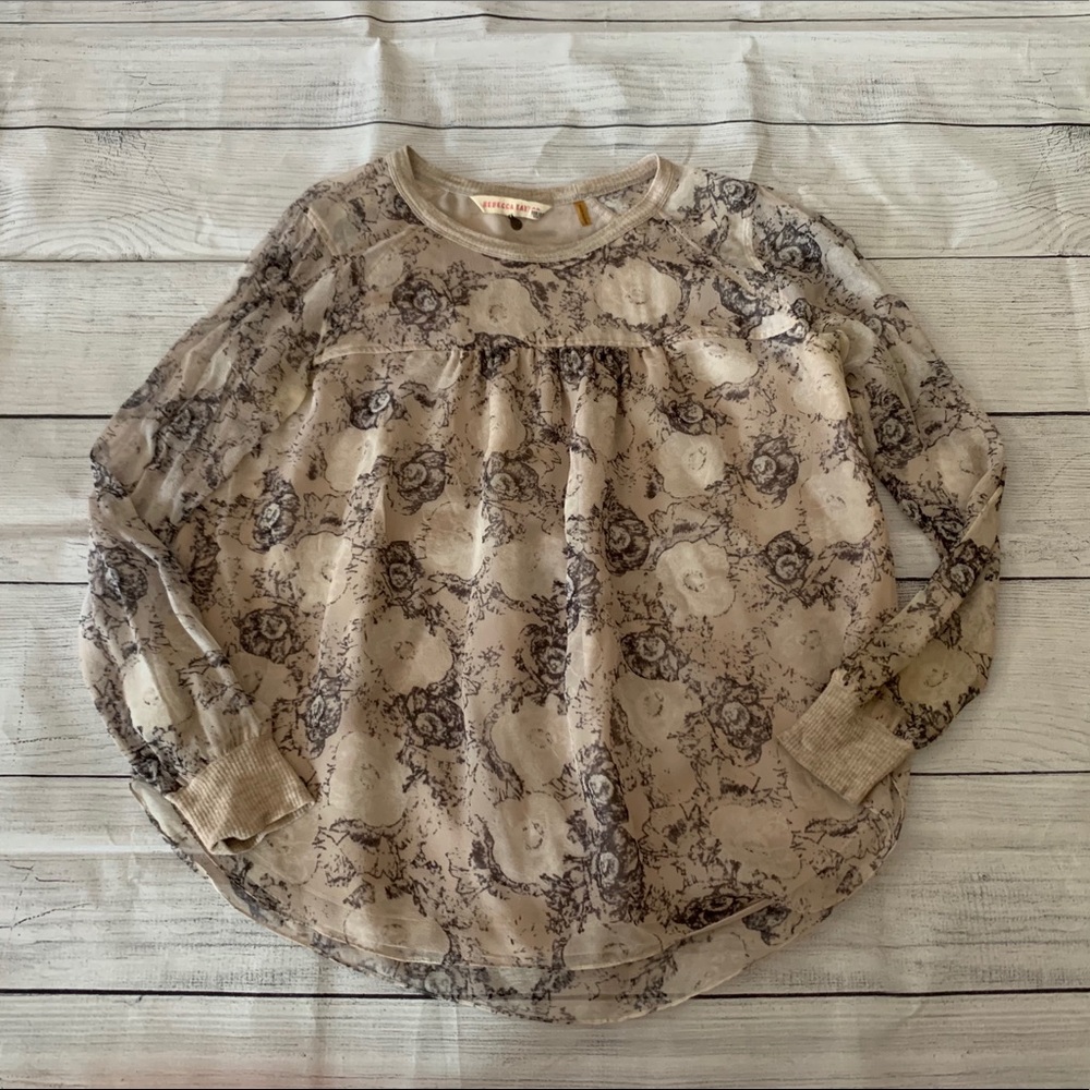 Rebecca Taylor Pink Floral Silk Blouse Sz. 2